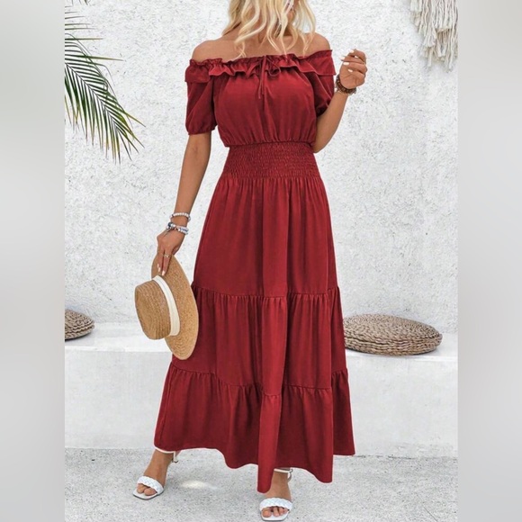 Radiant Red Ruffle Maxi Dress - Picture 3 of 6